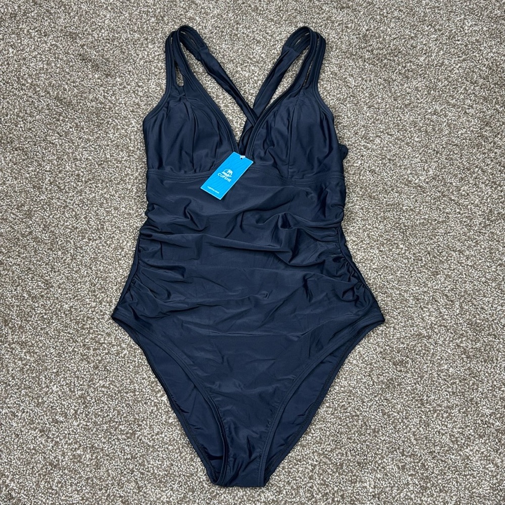 Cupshe Women's One Piece Swimsuit Deep V Neck Wide Straps Size Medium NWT